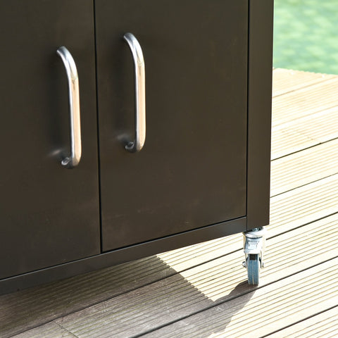 Rootz Keukentrolley - Keukentrolley - Serveerwagen - Keukenkast - RVS - Zwart - Deuren - Op wielen