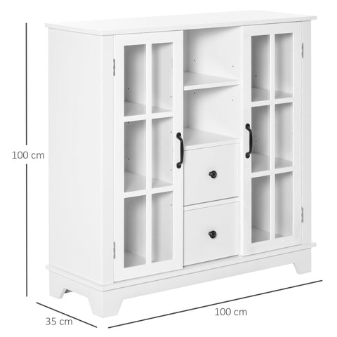 Rootz Kitchen Cabinet - Modern Sideboard - Storage Cabinet - MDF - White - 100 x 35 x 100 cm