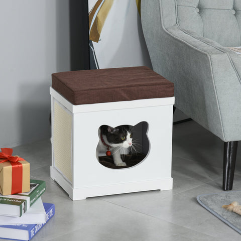 Rootz Cat House - Cat Cave - Scratching Plate - MDF - White - 41 x 30 x 36 cm