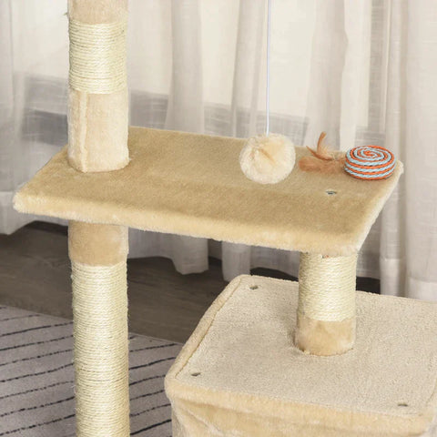 Rootz Krabpaal - Krabpaal Toren - Sisal Krabpaal - Sisal Krabpalen - Beige - 50 x 30 x 80 cm