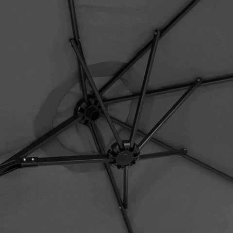 Rootz Sonnenschirm – Gartenschirm – neigbar mit Handkurbel – Winddach – Polyester + Stahl – Grau – 285 x 147 cm