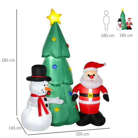 Rootz Christmas Decoration - Self-inflating Christmas Decoration - Christmas Decoration With Led Lights - Blower And Mounting Material - 105cm x 145cm x 185cm