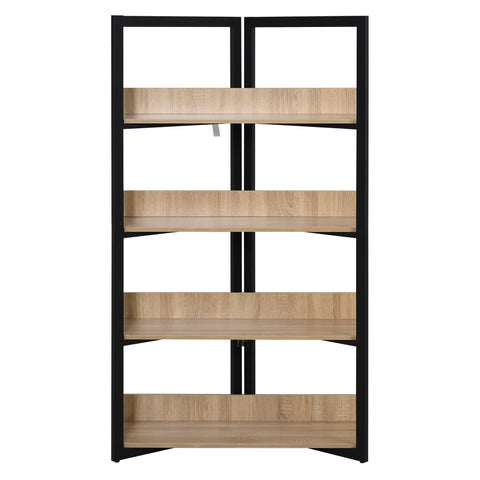 Rootz Bookcase - Bookshelf - MDF - 4 Layers - Walnut/Black