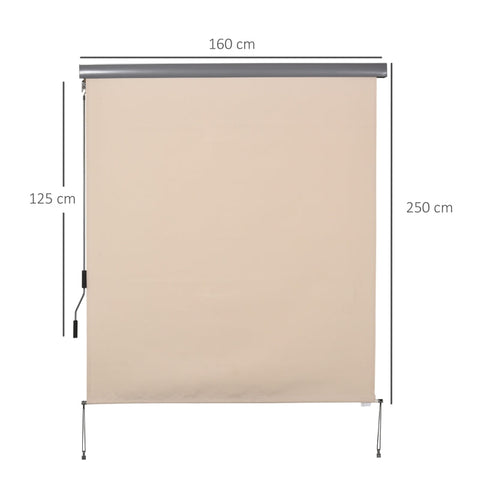 Rootz Vertical Awning - Balcony Awning - Side Roller Blind - Awning - Window Roller - Cream White - 160 x 250 cm