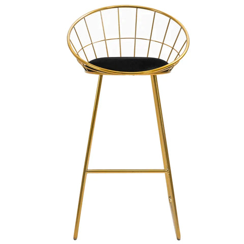 Rootz Bar Stool - Kitchen Stool With Backrest - Plastic Pins For Kitchen - Dining - Gold/Black - 52.5 x 47 x 97 cm
