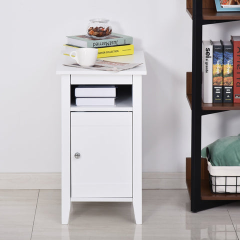 Rootz Bedside table - Side table - Coffee table - Folding door - Storage compartment - 36 x 55 x 64 cm - White - MDF - White