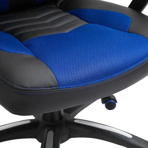 Rootz Gaming Chair - Office Chair - Massage Chair - Heat Function - 6 Vibration Points - Blue/Black