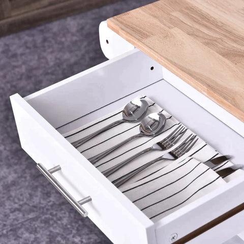 Rootz Kitchen Trolley - Kitchen Cabinet - Cabinet Trolley - Kitchen Cabinet Trolley - Wood - White - 105 x 45 x 89 cm