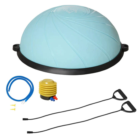 Rootz Yoga Ball - Yoga Ball Half Sphere - Balance Trainer - Balance Ball - Half Exercise Ball - With Training Rope - PP/PVC - Light Blue/Black