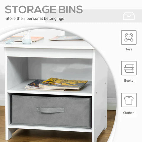 Rootz Kinderstoelen Tafelset - Kindertafel - Met 2 Opbergmanden - Zitgroep Voor Peuters - Wit/Grijs - 71 x 48 x 49 cm