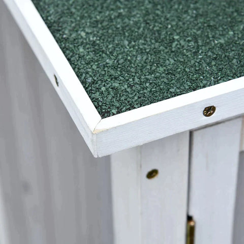 Rootz Opslagschuur - Tuinschuur - Gereedschapsschuur - Tuingereedschapsschuur - Dennenhout - Grijs/Wit - 77 x 58 x 175cm