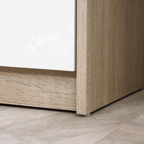 Rootz Bedside Table - With 2 Drawers - Bedroom - Living Room - Natural And White - 40 cm x 40 cm x 60 cm