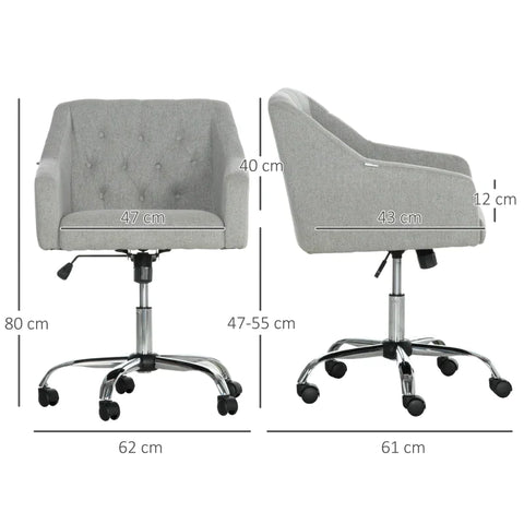 Rootz Chair - Office Chair - Desk Chair - Work Chair - Ergonomic Chair - In Retro Design With Button Stitching - Rocker Function - Height Adjustable - Light Grey - 62L x 61W x 72-80H cm