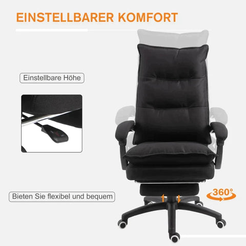 Rootz Office Chair - Massage Office Chair - Massage Function - Height Adjustable - Nylon - Black - 70 x 62 x 120-130 cm