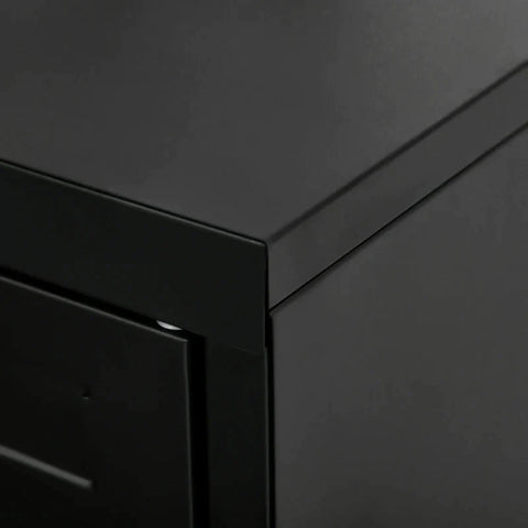 Rootz Sideboard - Filing Cabinet With Louvered Doors Wardrobe - Storage Cabinet - Industrial Metal Cabinet With 2 Adjustable Shelves - Living Room - Bedroom - Black - 75 x 33 x 110 cm