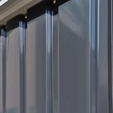 Rootz Garden Storage Shed - Garden Shed - Garden Metal Storage Shed - Tool Shed - With Sloped Roof - Lockable Door - Grey - 142 x 84 x 189 cm