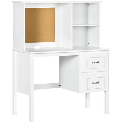 Rootz Desk - 2 Drawers - 2 Shelves - Cork Wall - MDF - White - 100 x 50 x 127 cm