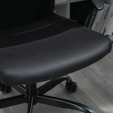 Rootz Bürostuhl – Schreibtischstuhl – höhenverstellbar – Drehstuhl – PVC + Netzbezug – Schwarz – 60 x 64 x 99–107 cm