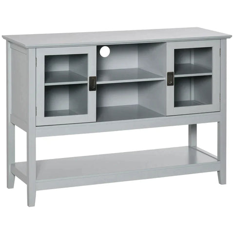 Rootz Dressoir - Buffetkast - Dressoir Met 2 Glazen Deuren 2 Planken - Grijs - 115L x 39.5B x 81H cm