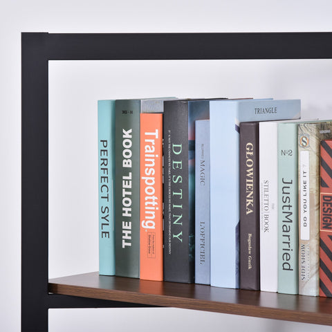 Rootz Bookcase - Bookshelf - MDF - 4 Layers - Walnut/Black