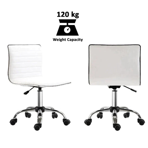 Rootz Barber Chair - Salon Chair - Swivel Chair - Office Chair - Height Adjustable - Steel PU - White - 48 x 52 x 78-90 cm