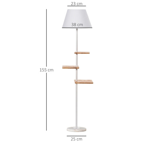 Rootz Floor Lamp - With Shelf - Living Room Floor Lamp - 38 cm x 38 cm x 155 cm