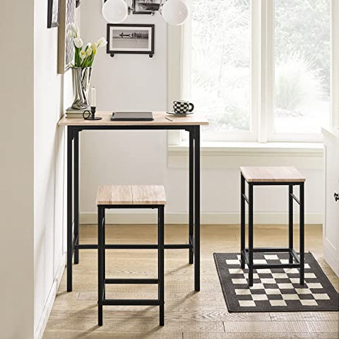 Rootz Bar Set - 1 Bar Table and 2 Stool - Home Kitchen Breakfast Bar Set - Furniture Dining Set