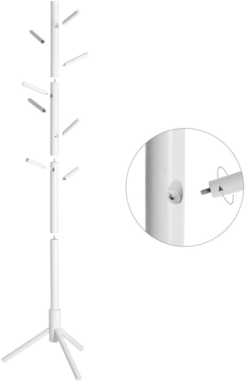 Rootz Coat rack - Freestanding - Clothes stand - Solid Wood - 8 Hooks - Tree-shaped - Gray / White - 47 x 47 x 175 cm