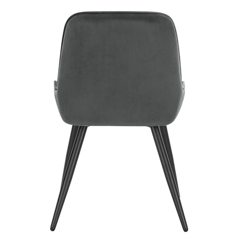 Rootz Ergonomische Fluwelen Eetkamerstoelen - Set van 2 - Stijlvol Gewatteerd Keukenzitje - Donkergrijs - 47cm Zithoogte