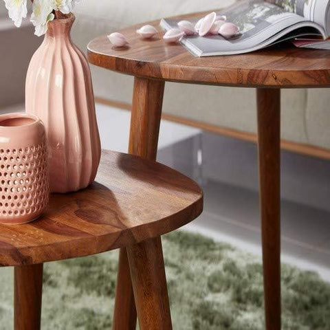 Rootz Side Table - Wooden Coffee Table - Brown - 60 x 56 x 60 cm