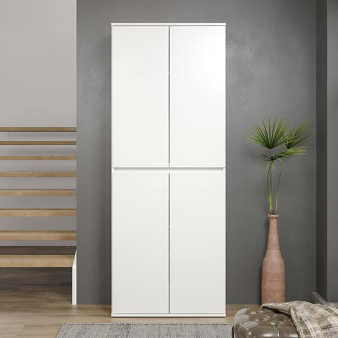 Rootz Multi-purpose Wardrobe - Storage Cabinet - Clothes Organizer - Modern Closet - Spacious Cupboard - Household Unit - White - 74 x 191 x 34 cm