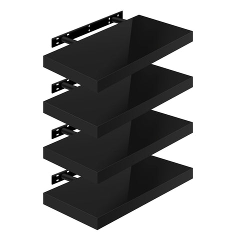 Rootz Volato Wall Shelf - Floating Ledge - Storage Display - Bookshelf - Mounted Rack - Hanging Organizer - Black - 50x22.9x3.8cm
