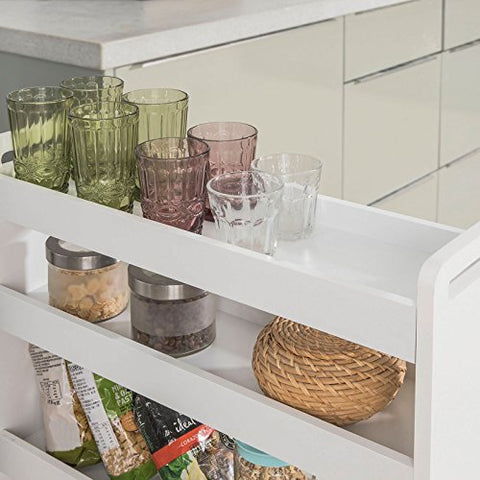 Rootz Witte serveerwagen met 4 niveaus - Uitschuifbaar opbergrek op wielen