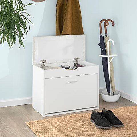 Rootz Shoe Rack Shoe Bench Shoe Cabinet with Folding Padded Seat & Flip - drawer