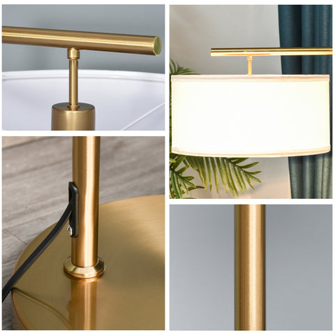 Rootz Floor lamp - Steel/Linen - Classic - Gold/White - 47 x 37 x 153 cm
