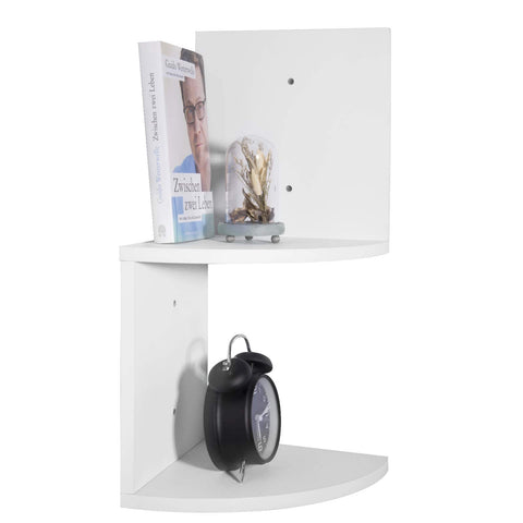 Rootz Corner Wall Shelf - Zickzack Bookcase - Floating Display - CD Holder - Storage Rack - Elegant Organizer - White - 25x52.4x25cm