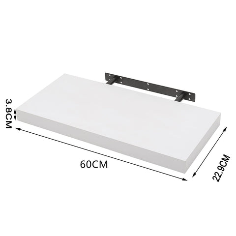 Rootz Wall Mounted Display Shelf - Floating Bookcase Rack for Home Decor - White Wooden Wall Organizer - 60x23x3.8cm