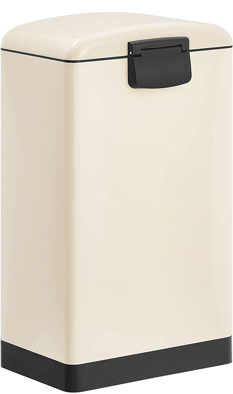 Rootz Prullenbak - Pedaalemmer - 30L - Staal - Binnenemmer - Soft Close - Luchtdicht - Creme Wit - 34 x 25 x 61,5 cm 