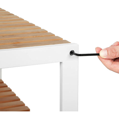 Rootz Schoenenrek - Schoenenrek - Bamboe - Rek - 3 Niveaus - Wit - Beige - 60 x 26 x 66 cm