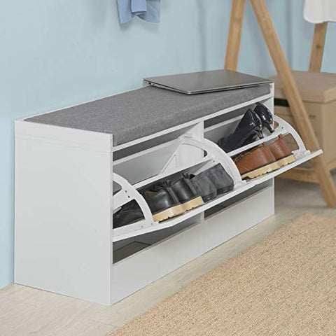 Rootz Hallway Shoe - Bench Shoe - Rack Shoe - Cabinet with Flip - drawer and Seat Cushion
