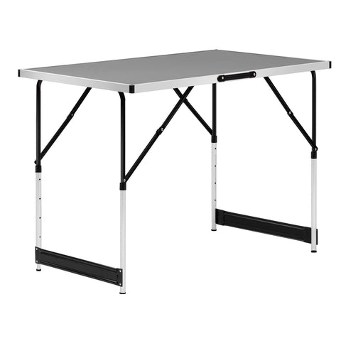 Rootz Camping Table - Folding Desk - Portable Workstation - Outdoor Stand - Garden Surface - Picnic Counter - Event Platform - Gray - 100x73-94x60cm