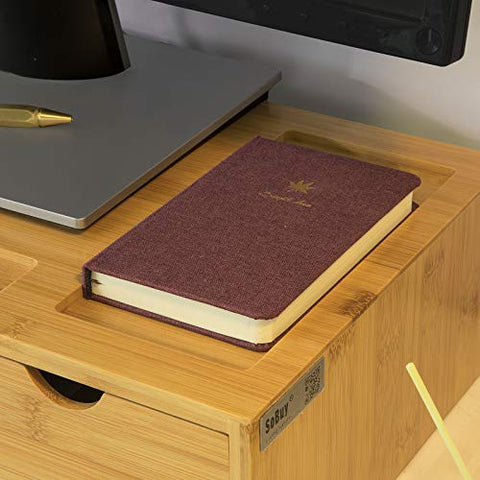 Rootz Bamboe Monitorstandaard Computerscherm - Monitorstandaard Monitor Riser Bureau-organizer met 3 laden