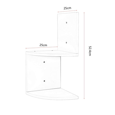 Rootz Corner Wall Shelf - Zickzack Bookcase - Floating Display - CD Holder - Storage Rack - Elegant Organizer - White - 25x52.4x25cm