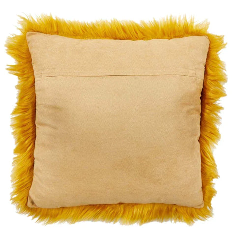 Rootz Kussen Nepbont - Nepbont Kussen - Bont Kussen - Bont Kussen - Zacht Bont - Met Vulling - Acryl/Polyester - Geel - 40 x 40 x 10 cm