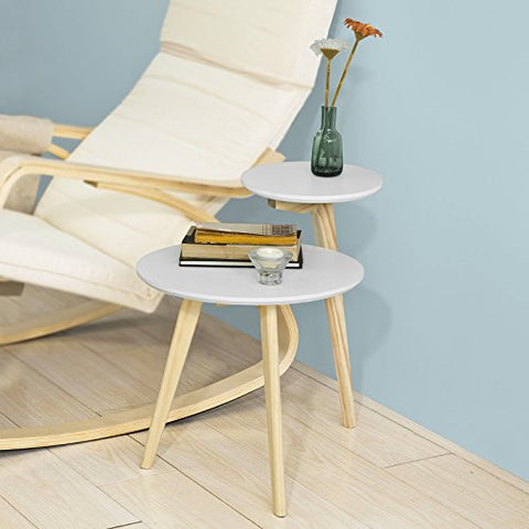 Rootz 2-stufiger runder Beistelltisch aus Holz, Tee- und Couchtisch, Beistelltisch