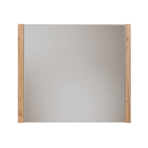 Rootz Wall Mirror - Stylish Reflective Accent - Modern Artisan Oak Frame - White/Artisan Oak - 78 x 69 x 4 cm