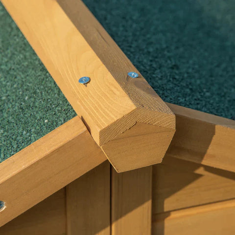 Rootz Massief Houten Hondenhok - Geïsoleerd Hondenhok met 2 Kamers - Asfaltdak - Buitenhut met Terras - Geel + Groen - 127 x 110 x 109 cm