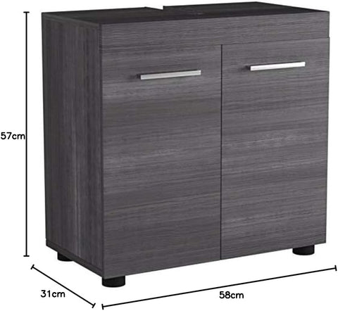 Rootz Badkamer Wastafel Opbergkast - Stijlvolle Vanity Organizer - Chique Badkast - Smoke Silver Elegance - 58x57x31 cm