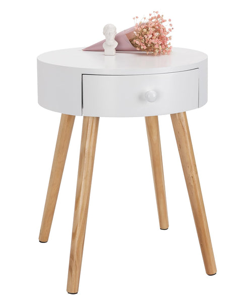 Rootz Bedside Table - Nightstand - Night Table - Accent Table - Side Table - End Table - Storage Stand - White - 38x38x48cm
