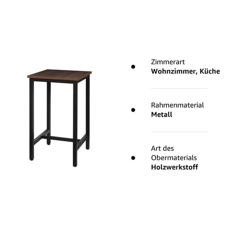 Rootz Bartisch - Bistro Table - Stehtisch - Esstisch - Cocktail Stand - Dining Desk - Cafe Counter - Dark Beech - 60x60x102cm